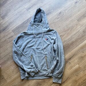 Aviator Nation Gray Pullover Hoodie with Small Multi-Color Logo